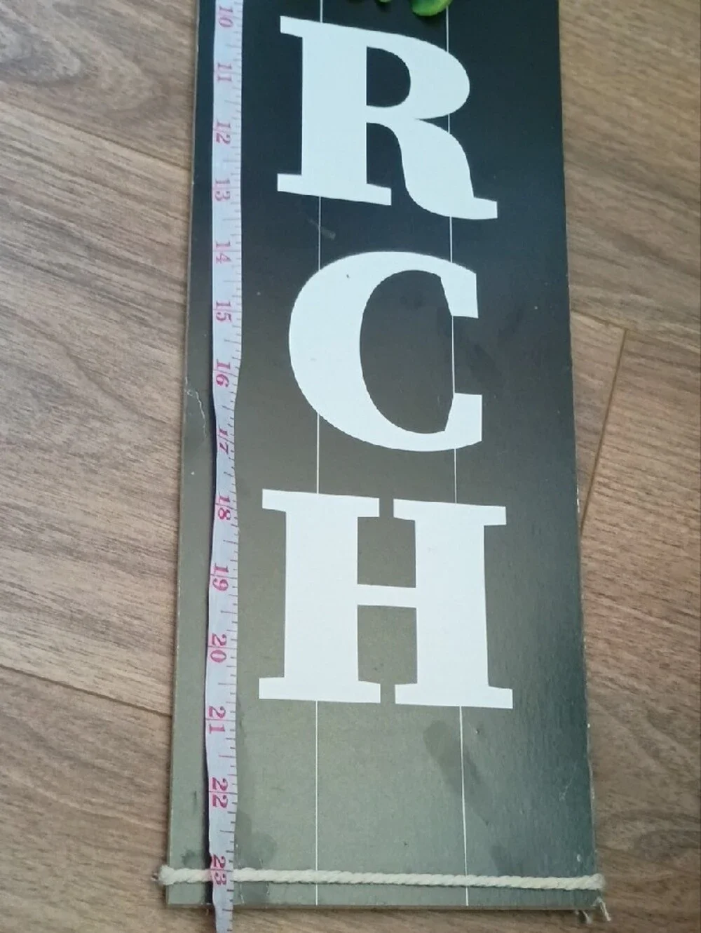 Black 'PORCH' Vertical Wood Wall Sign with Green Wreath